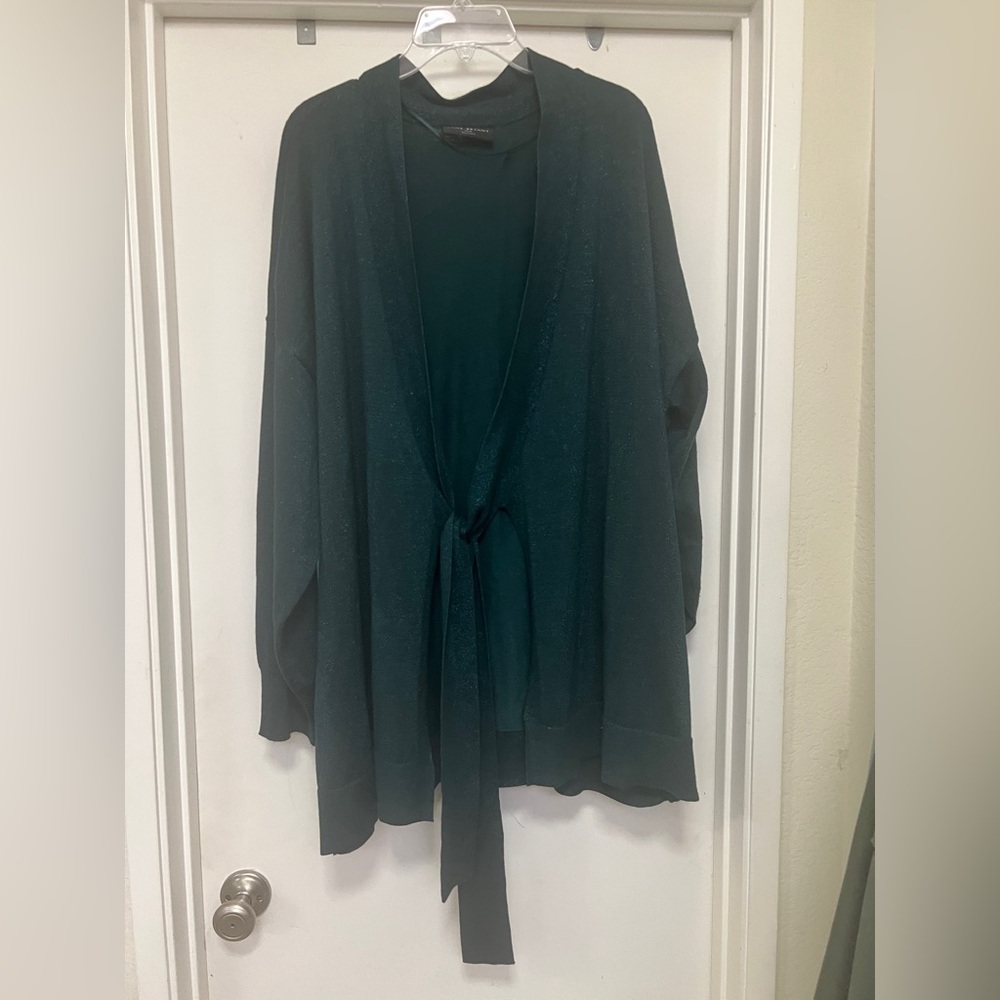 Lane Bryant Classic Tie-Front Shine Cardigan - jewel green - size 26/28 - Picture 3 of 9